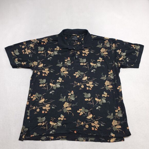 IZOD Collared Casual Short Sleeve Polo Shirt Adult Mens Size Large L Black - Picture 2 of 10